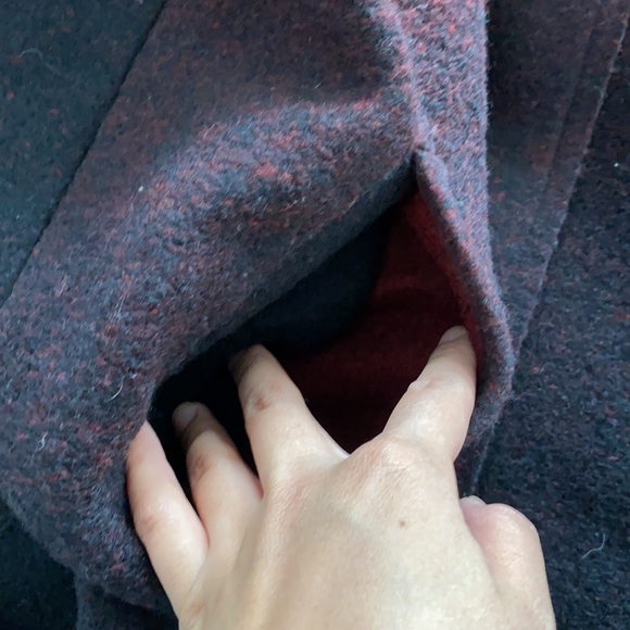 BB Dakota Red and Black Ombre Fuzzy Melton Coat - Picture 8 of 12